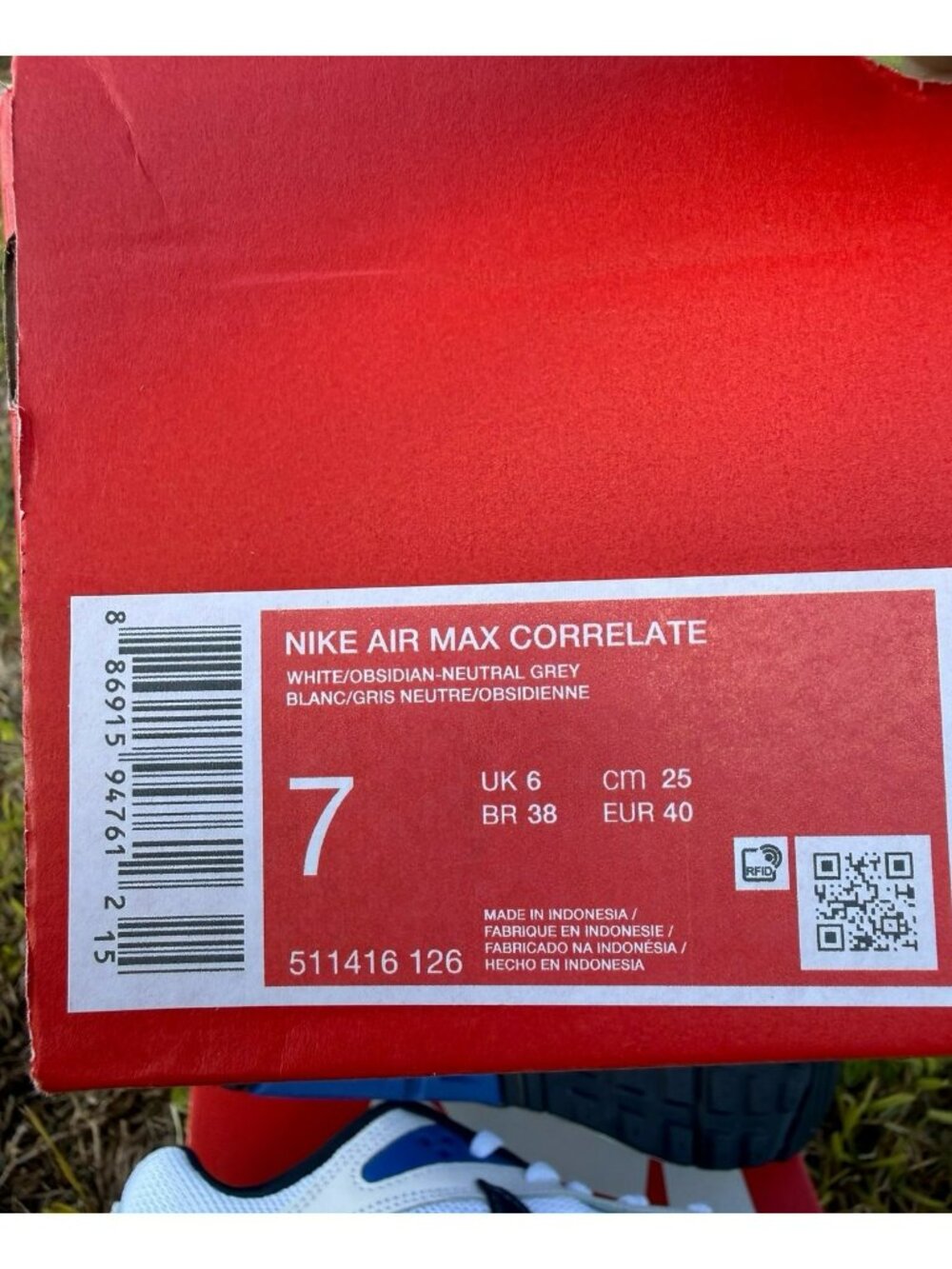 8.5 WOMEN'S NIKE AIR MAX CORRELATE WHITE / BLUE 511416-126 SNEAKERS SPORTSWEAR - Picture 8 of 9